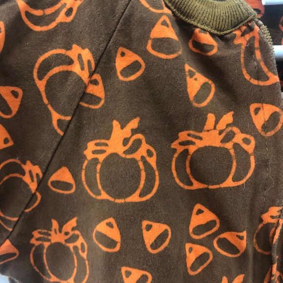 Brown 6M candy corn & pumpkin Romper - Picture 3 of 6